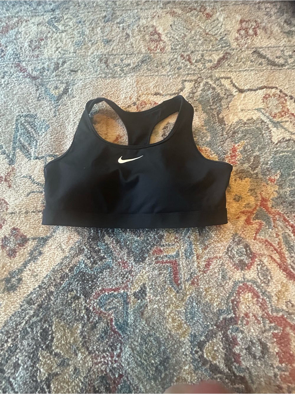 Nike Black Racerback Sports Bra with White Swoosh